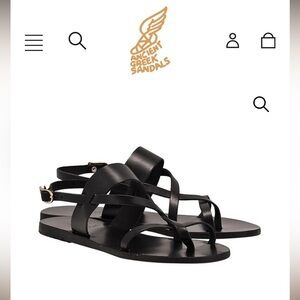Ancient Greek Sandals Alethea Black 38 $250 hand made Greece